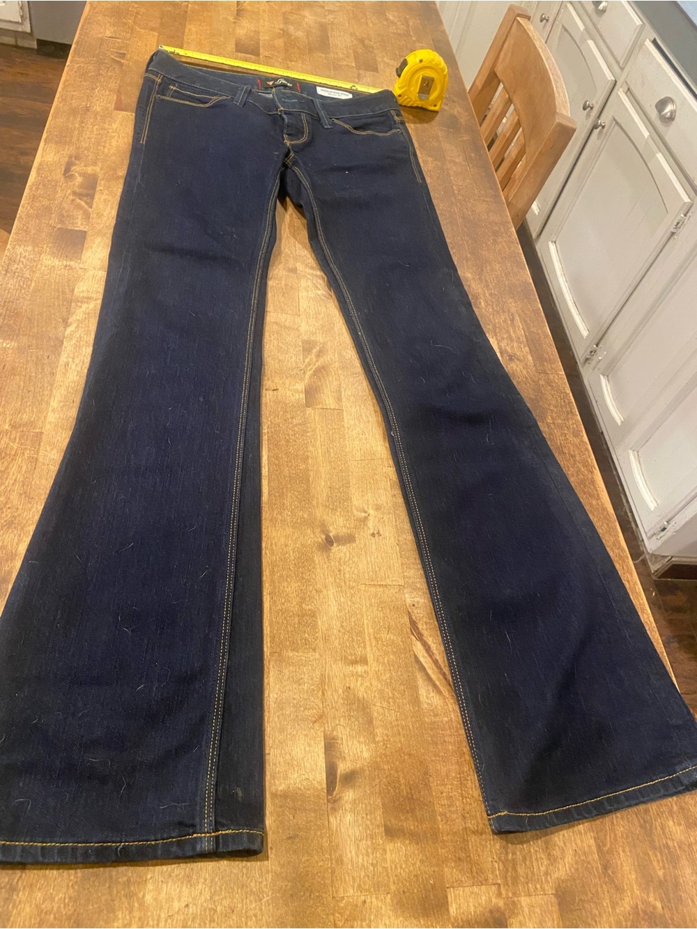 Guess Dark Blue Wide-Leg Flare Jeans with Contrast Stitching